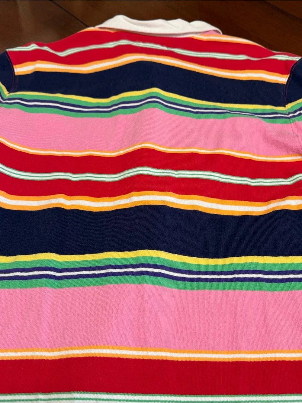 VTG POLO Ralph Lauren Striped Long-Sleeve Rugby Shirt Multicolor Pink Men's Med